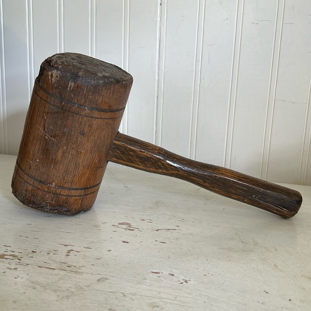 Large Hand made Primitive wood mallet hammer